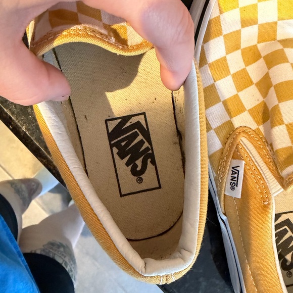 Vans Yellow and White Checkered Slip-On Sneakers - Picture 9 of 9